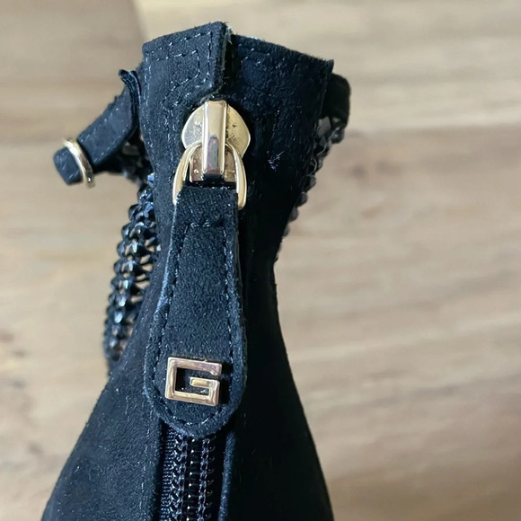 Guess Black Kadre2 Rhinestone Mesh Bootie Pump Heels Size 8 - Picture 11 of 16